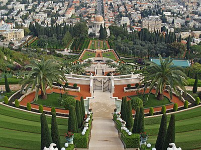 Downward view of the upper terraces