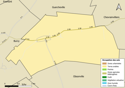 Carte des infrastructures et de l'occupation des sols en 2018 (CLC) de la commune.