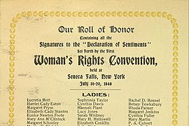 Unterschriftenseite der Declaration of Sentiments