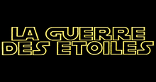 Logo La Guerre des étoiles écrit en jaune sur fond noir.