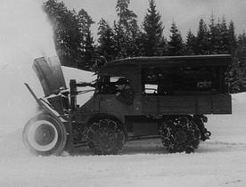 Unimog with snowblower