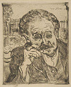 Dr. Gachet, etching by Vincent van Gogh (1890)