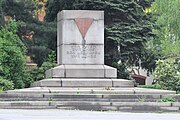 Triangle emblem on the memorial to Nazi-era forced labor deaths at the truck factory in Zittau