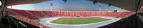 180° panoramic view of Estadio Nacional in Santiago de Chile, as seen from the grandstand