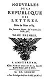 由皮埃尔·贝尔創辦的文人共和國新聞（英语：Nouvelles de la république des lettres）[9]封面