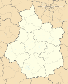 Mapa konturowa Regionu Centralnego-Doliny Loary, po lewej znajduje się punkt z opisem „Berthenay”