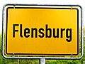 An old town sign of Flensburg