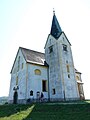 St. Oswald's Church in Uniše, his home church