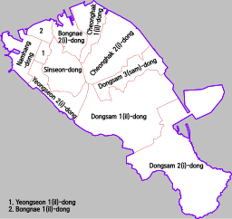 Yeongdo-gus indelning i stadsdelar