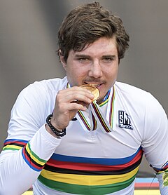 Marc Hirschi als U23-Weltmeister im Strassenrennen (2018)