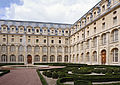 Former abbey of Val-de-Grâce in Paris: view of the cloister and its French formal garden