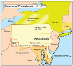 A map of the Province of Pennsylvania.