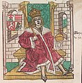 Effigie de Matthias Corvin dans la Chronica Hungarorum de Johannes de Thurocz (XVe siècle