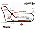 Terza variazione (circuito combinato). Venne realizzato un nuovo ovale con l'aggiunta della curva parabolica (1955–1956, 1960–1961)