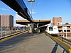 A northbound train leaving Concord station, 2020