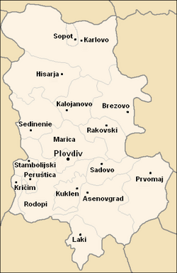 Obština Rakovski na mapě