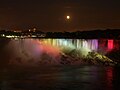 American and Bridal Falls in summer on a full moon