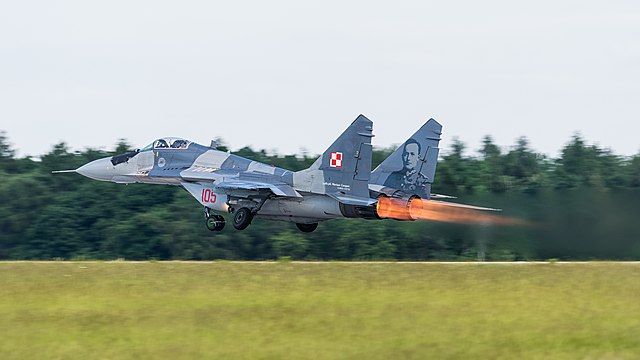 Polish Air Force Mikoyan-Gurevich MiG-29A Fulcrum (reg. 105, cn 2960535105) at ILA Berlin Air Show 2016.