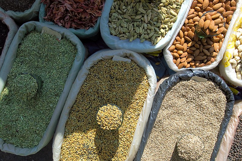 File:Darjeeling, India, Indian spices, seeds and nuts.jpg