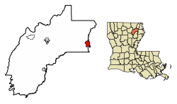 Location of Delhi in Richland Parish, Louisiana.