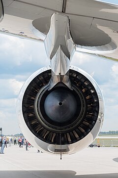 Rolls-Royce Trent XWB on the Airbus A350-941 (reg. F-WWCF, MSN 002) in Airbus promotional CFRP livery at ILA Berlin Air Show 2016.