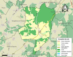 Carte en couleurs présentant l'occupation des sols.