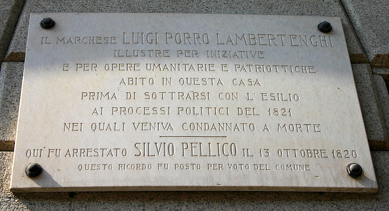 File:8330 - Milano - Via Monte di Pietà Palazzo Porro-Lambertenghi - Lapide - Foto Giovanni Dall'Orto 14-Apr-2007.jpg