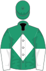 Emerald green, white diamond, halved sleeves