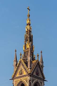 Albert Memorial in Kensington Gardens, London, detail of the spire.