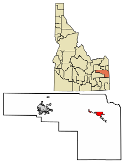 Location of Swan Valley in Bonneville County, Idaho.