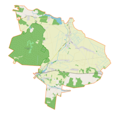 Mapa konturowa gminy Przyrów, u góry nieco na lewo znajduje się punkt z opisem „Smyków”