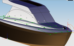 Lodní trup vytvořený pomocí NURBS.