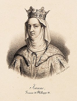 Lithograaf van Johanna I van Navarra door François-Séraphin Delpech, 19e eeuw.