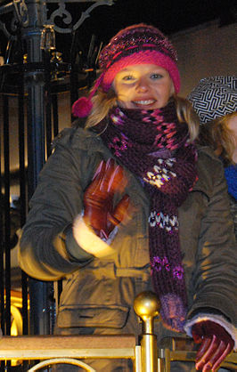 Elke Vanelderen tijdens de VTM-kerstparade in Genk, 2008