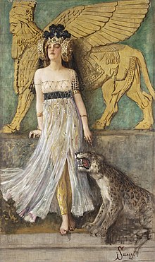 Semiramis, dronning af Babylon, 1905, orientalistisk arbejde af maleren Cesare Saccaggi fra Tortona.