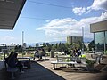 Students socialising at the Student Centre on the university campus