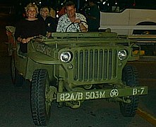 Ford design, stamped steel, nine-slot grille on a 1945 Willys MB