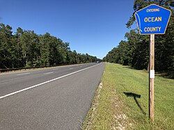 Entering Ocean County at Little Egg Harbor Township while traveling northbound on the Garden State Parkway