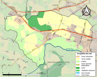 Carte en couleurs présentant l'occupation des sols.