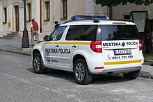 A police car in the town of Levoča