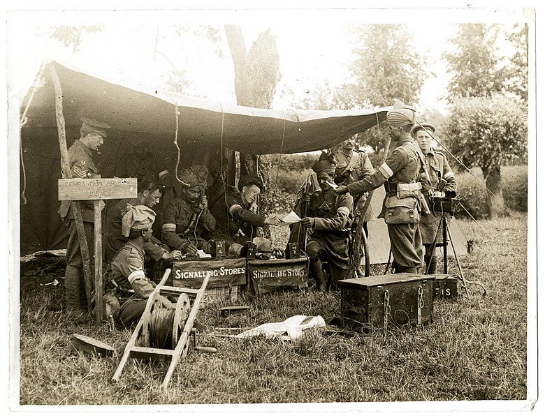 File:Brigade Signal Station (Dehra Dun Brigade). Headquarters Section at work in the field (St Floris, France). Photographer- H. D. Girdwood. (13875689093).jpg