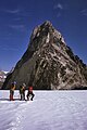 Climbers rope up below Bugaboo Spire