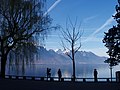 Southwest view over the Lake Geneva from Montreux.