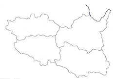 Mapa konturowa kraju pardubickiego, u góry po lewej znajduje się punkt z opisem „Plch”