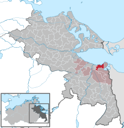 Elhelyezkedése Mecklenburg-Elő-Pomeránia térképén