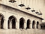 Samuel Bourne, "Front of the Motee Musjid, Agra, 1220," 1863–1869, photograph mounted on cardboard sheet