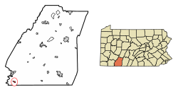 Location of Addison in Somerset County, Pennsylvania.