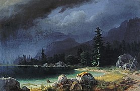 Klanško jezero v nevihti Marko Pernhart, 1852, olje na platno