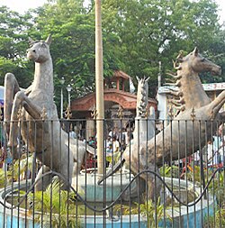 Statue of horses at the Nandikeshwari Temple complex