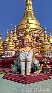 Manussiha sculpture at Myat Saw Nyi Naung Pagoda